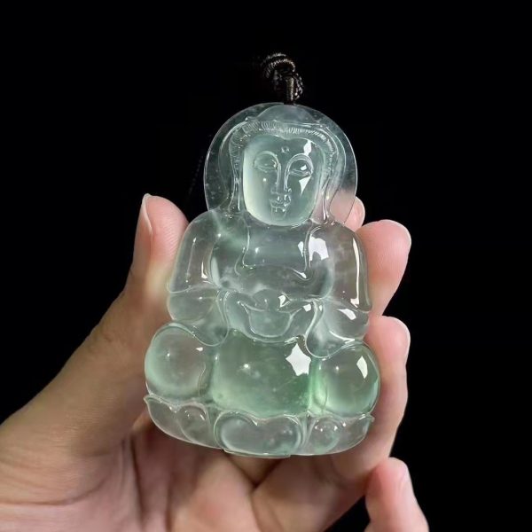 天然A货翡翠玉观音吊坠项链（附证书）|保平安 •护佑身心 - 图片 2