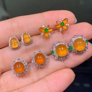 缅甸天然翡翠金镶玉耳饰｜黄金镶嵌｜寓意金玉良缘｜珠光宝气｜旺运转运
